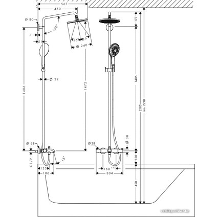 Душевая система  Hansgrohe Raindance Select 240 Showerpipe (27117000)