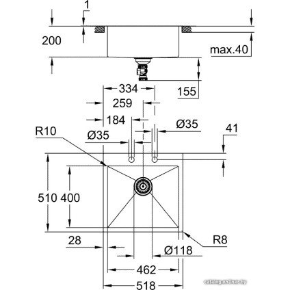Кухонная мойка Grohe K800 60-S 51,8/51 1.0 31583SD1