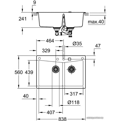 Кухонная мойка Grohe K700 90-C 83.8/55.9 2.0 31657AT0 (серый гранит)