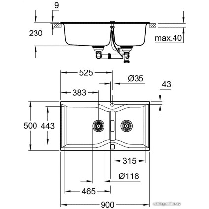 Кухонная мойка Grohe K700 100-C 90/50 2.0 31658AT0 (серый гранит)