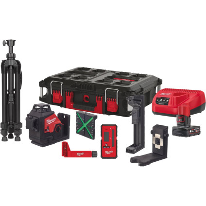 Лазерный нивелир Milwaukee M12 3PLKIT-401P 4933478960 (с 1-им АКБ, кейс)