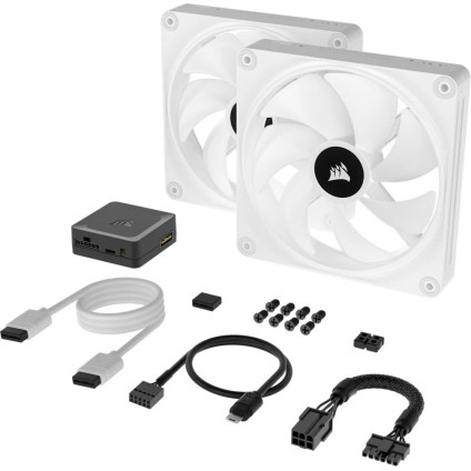 Комплект вентиляторов для корпуса с контроллером Corsair iCUE LINK QX140 RGB Dual Pack + Hub CO-9051008-WW