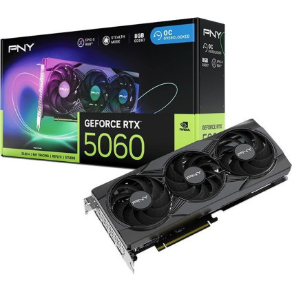 Видеокарта PNY GeForce RTX 5060 8GB ARGB EPIC-X RGB Overclocked Triple Fan VCG50608TFXXPB1-O