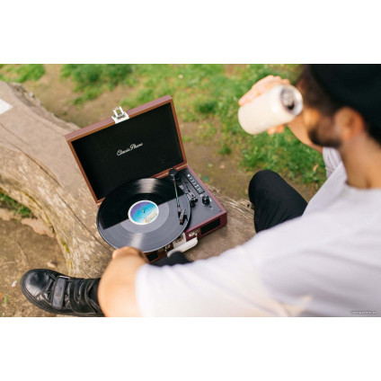 Виниловый проигрыватель Lenco TT-120 (коричневый/белый)