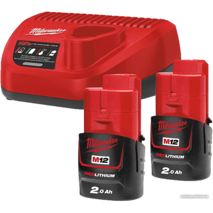 Аккумулятор с зарядным устройством Milwaukee M12 M12NRG-202 4933459209 (2 x 12В/2 Ач + 12В)