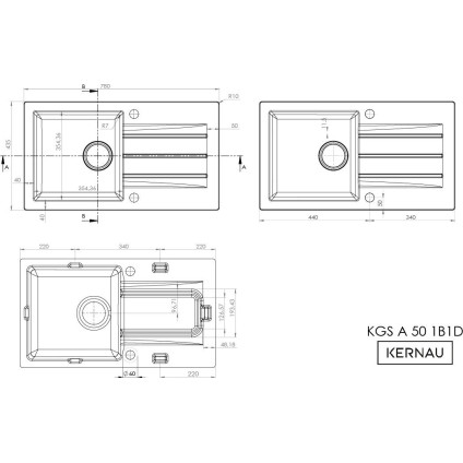 Кухонная мойка Kernau KGS A 50 1B1D Sand