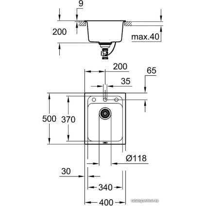 Кухонная мойка Grohe K700 50-C 40/50 1.0 31650AP0 (черный гранит)