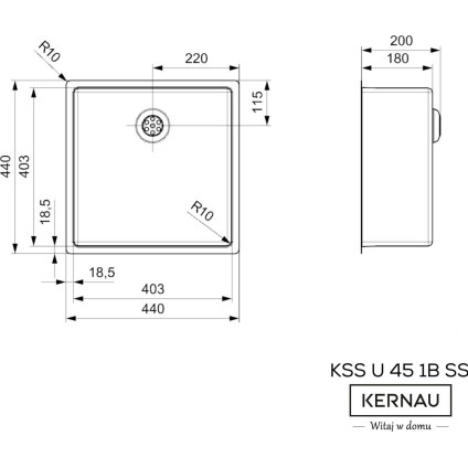 Кухонная мойка Kernau KSS U 45 1B SS Smooth