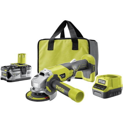 Угловая шлифмашина Ryobi R18AG-140S 5133003876 (с 1-им АКБ, сумка)