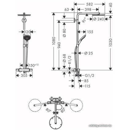 Душевая система  Hansgrohe Raindance Select S 27633670 (матовый черный)