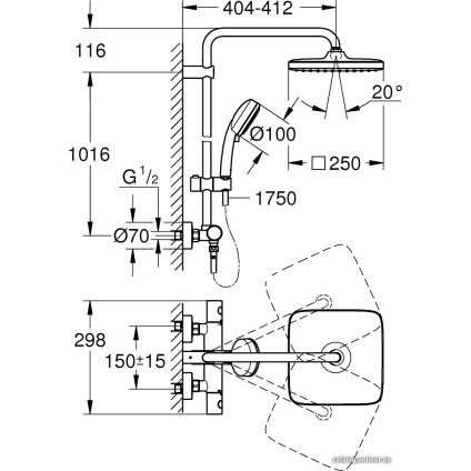 Душевая система  Grohe Tempesta Cosmopolitan System 250 Cube 26689000