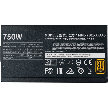 Блок питания Cooler Master MWE Gold 750 V2 Full Modular MPE-7501-AFAAG-EU