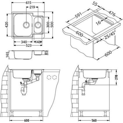 Кухонная мойка Alveus Line 50 1082437