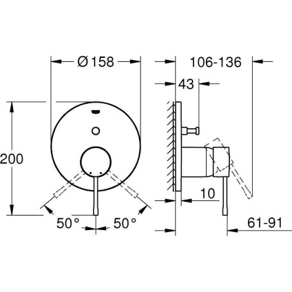 Смеситель без скрытого механизма Grohe Essence 24167A01