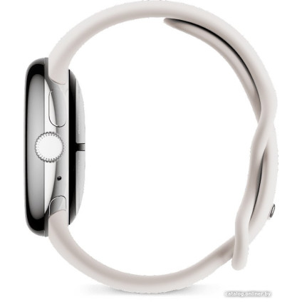 Умные часы Google Pixel Watch 2 LTE (глянцевый серебристый/фарфор, спортивный силиконовый ремешок)