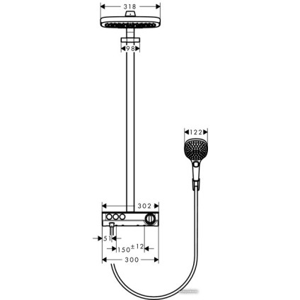 Душевая система  Hansgrohe Raindance Select E 300 3jet Showerpipe [27127000]