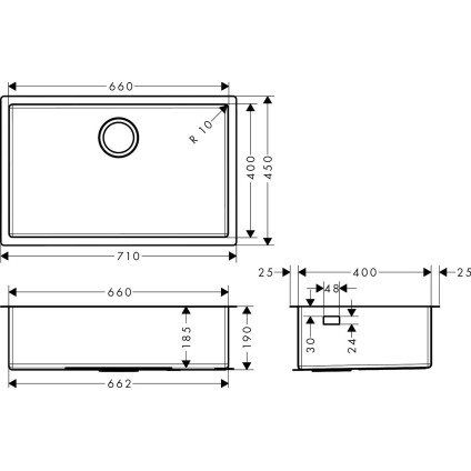 Кухонная мойка Hansgrohe S71 S719-U660 Under-mount sink 660 43428800