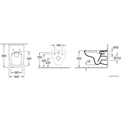Унитаз подвесной Villeroy & Boch O.novo 5660HRR1 Ceramic Plus