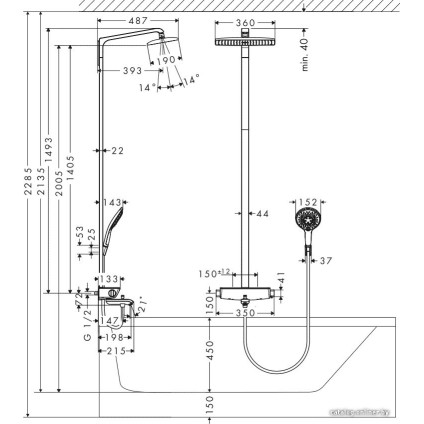 Душевая система  Hansgrohe Raindance Select 360 Showerpipe для ванны (27113000)