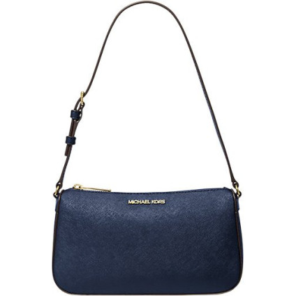 Женская сумка Michael Kors Jet Set Medium Saffiano Leather Pochette (Navy)