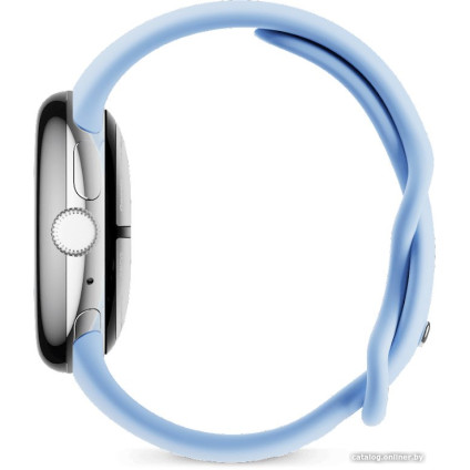 Умные часы Google Pixel Watch 2 (глянцевый серебристый/залив, спортивный силиконовый ремешок)