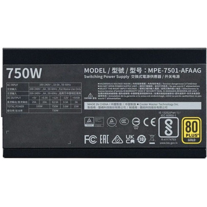 Блок питания Cooler Master MWE Gold 750 V2 ATX 3.1 MPE-7501-AFAAG-3EEU
