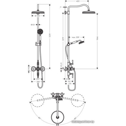 Душевая система  Hansgrohe Montreux Showerpipe 1jet 16572820