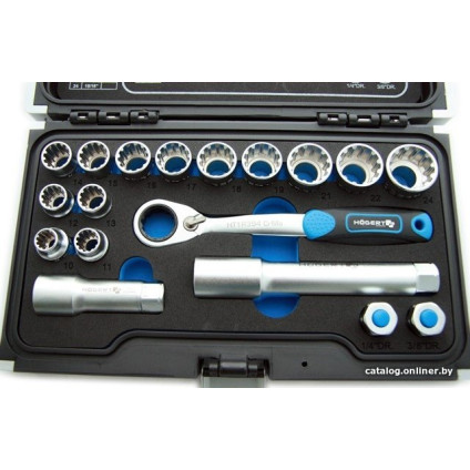 Набор трещотка с головками Hoegert Technik HT1R478 (18 предметов)