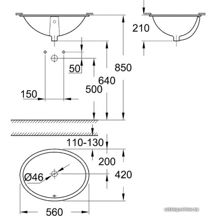 Умывальник Grohe 39423000 56x42