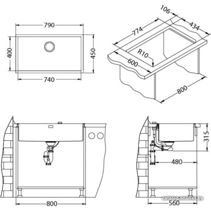 Кухонная мойка Alveus Monarch Quadrix 60 (медный)
