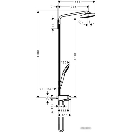 Душевая система  Hansgrohe Raindance Select E 300 3jet Showerpipe [27127400]