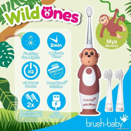 Электрическая зубная щетка Brush-Baby WildOnes Monkey