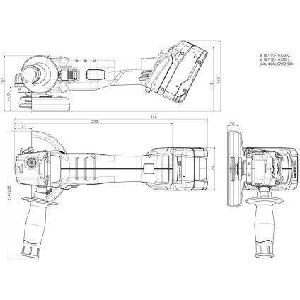 Угловая шлифмашина Metabo W 18 7-125 602371850 (без АКБ)