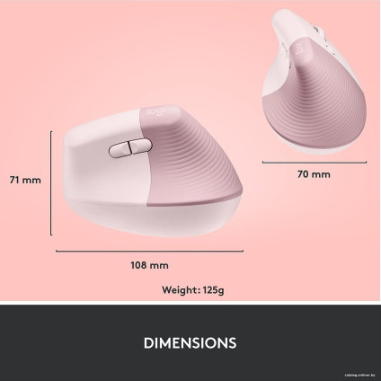 Вертикальная мышь Logitech Lift (розовый)