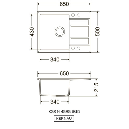 Кухонная мойка Kernau KGS V 4565A 1B1D Black Metallic
