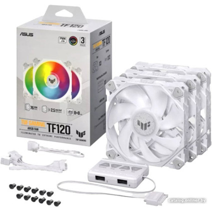 Комплект вентиляторов для корпуса с контроллером ASUS TUF Gaming TF120 ARGB Triple Fan Kit White Edition