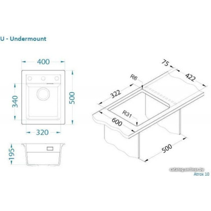 Кухонная мойка Alveus Atrox 10 (бетон)
