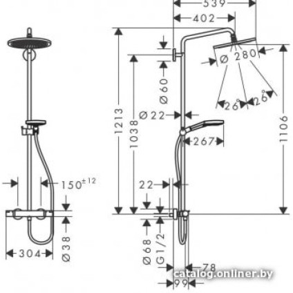 Душевая система  Hansgrohe Raindance Select S Showerpipe 280 26890340
