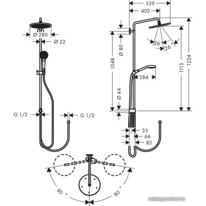 Душевая система  Hansgrohe Croma Select 280 Air 1jet 26793000