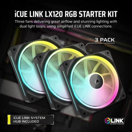 Комплект вентиляторов для корпуса Corsair iCUE LINK LX120 RGB Triple Pack CO-9051026-WW