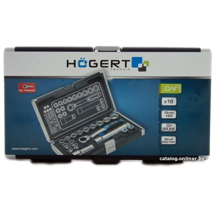 Набор трещотка с головками Hoegert Technik HT1R478 (18 предметов)