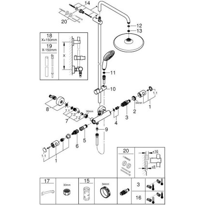 Душевая система  Grohe Tempesta System 250 266702431