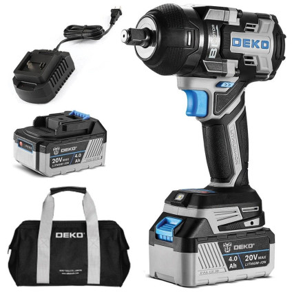 Гайковерт Deko DKBW20XP01-S1 (с 2-мя АКБ, сумка)