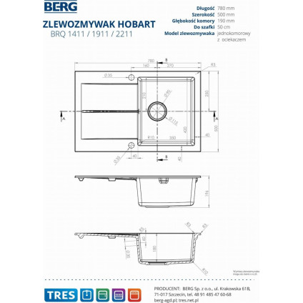 Кухонная мойка Berg Hobart BRQ1411