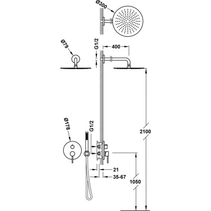 Душевая система  Tres Study 26228004NM