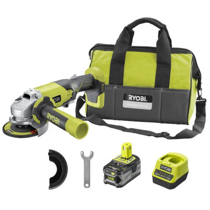 Угловая шлифмашина Ryobi R18AG-140S 5133003876 (с 1-им АКБ, сумка)