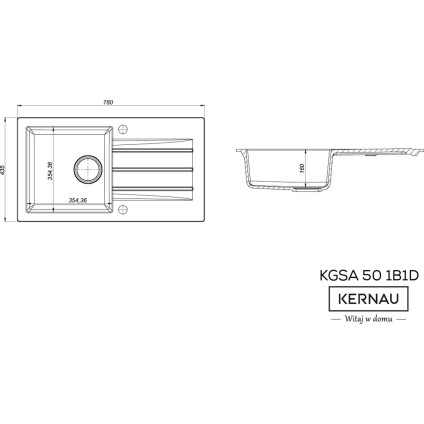 Кухонная мойка Kernau KGS A 50 1B1D Grey Metallic