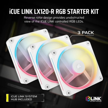 Комплект вентиляторов для корпуса Corsair iCUE LINK LX120 RGB Reverse Triple Pack CO-9051054-WW