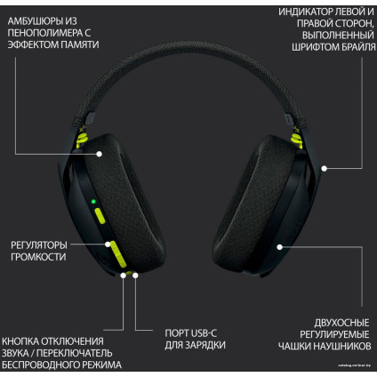Наушники Logitech G435 Lightspeed (черный/неоновый желтый)