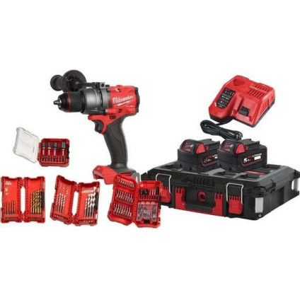 Ударная дрель-шуруповерт Milwaukee M18 FUEL Promo FPD3100P-502P 4933498240 (с 2-мя АКБ 5 Ач, кейс, набор оснастки)